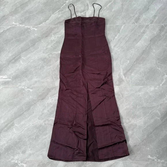 Women’s Massimo Dutti Studio Spaghetti Strap High Slit Formal Dress 9276 Medium - Picture 2 of 16